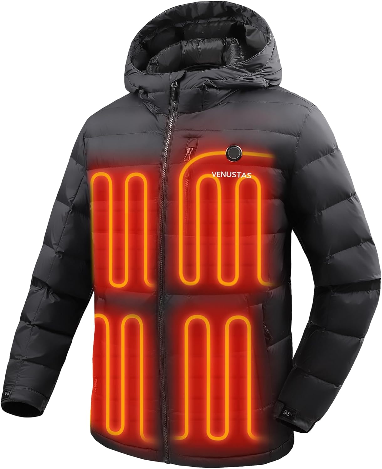 Venustas Men's Heated Down Jacket with Battery Pack, Electric Lightweight Packable Puffer Jacket, Heated Coat for Outdoors