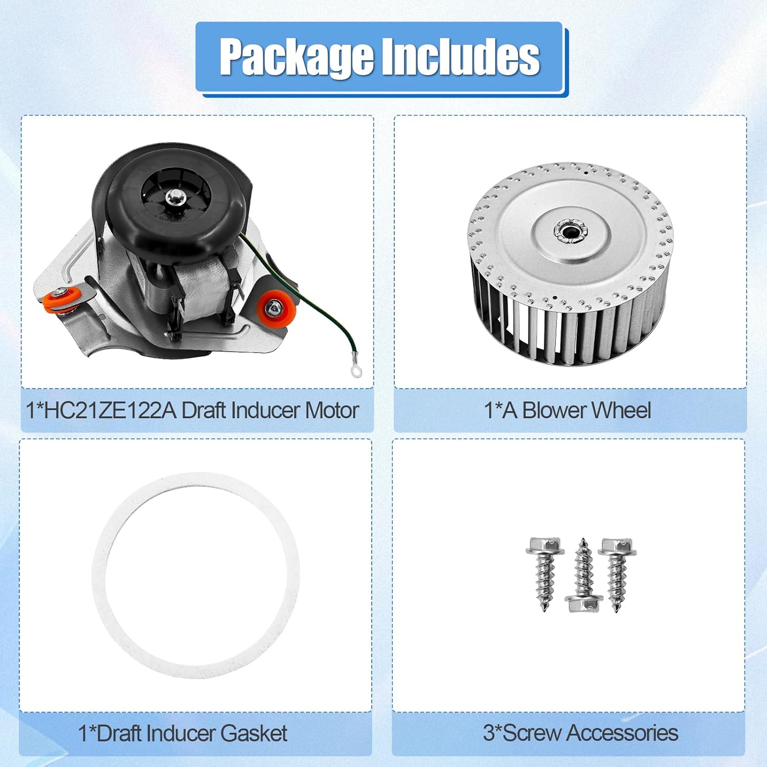 HC21ZE122A Draft Inducer Motor Assembly for Carrier J238-112-11202 Exhaust Venter Motor for Payne for Bryant HC21ZS122 Inducer Blower Fan Motor Includes Blower Wheel and Mounting Bracket