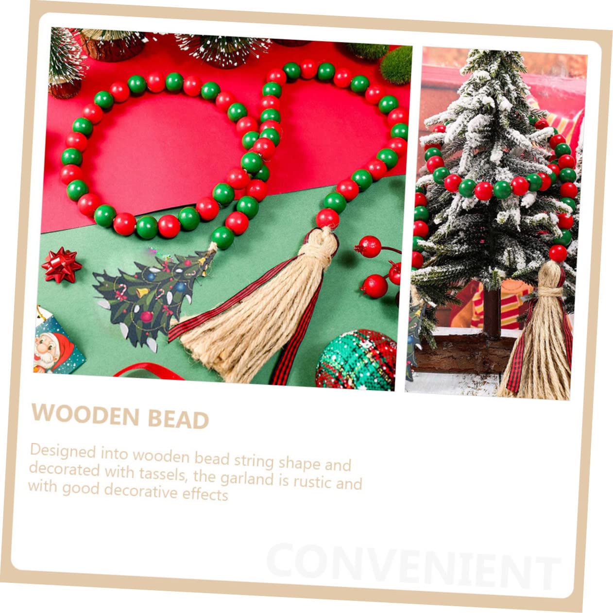 Ciieeo 5st Weihnachtsperlen Aus Holz Heimdekoration Weihnachtskranz Weihnachtsdekorationsset Weihnachtsperlengirlande Rote Quaste Weihnachten Perlenquaste Im Weihnachtsstil Hanfseil