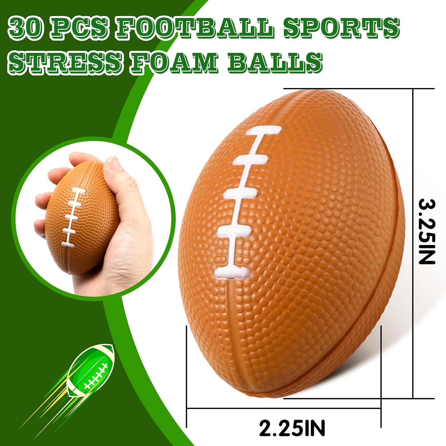 Blulu 30 Pack Mini Footballs Bulk 3.35" Kids Foam Stress Balls Football Party Favor Small Stress Sports Valentines Ball Toy for Birthday Homecoming Game Back to School Reward Gift Goodie Bag Stuffer