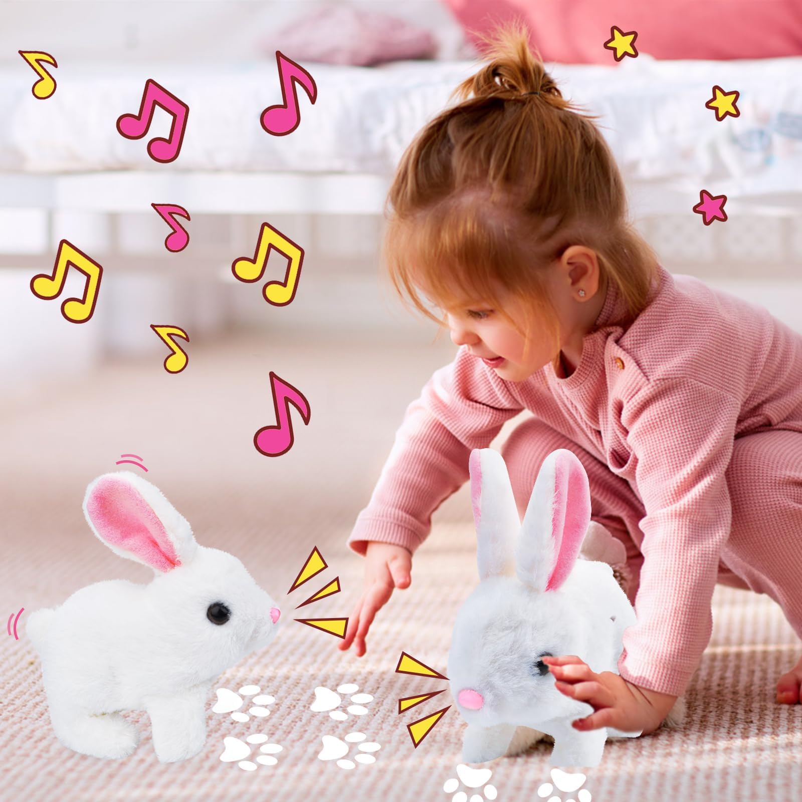 Pipihome Easter Bunny Toys Interactive Rabbit Toy with Carrot - Image 4