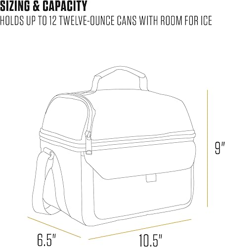 Miniatura 5 de Carhartt Lonchera con dos compartimentos para 12 latas  Lonchera duradera y totalmente aislada para mujeres y hombres, lonchera grande (Carhartt