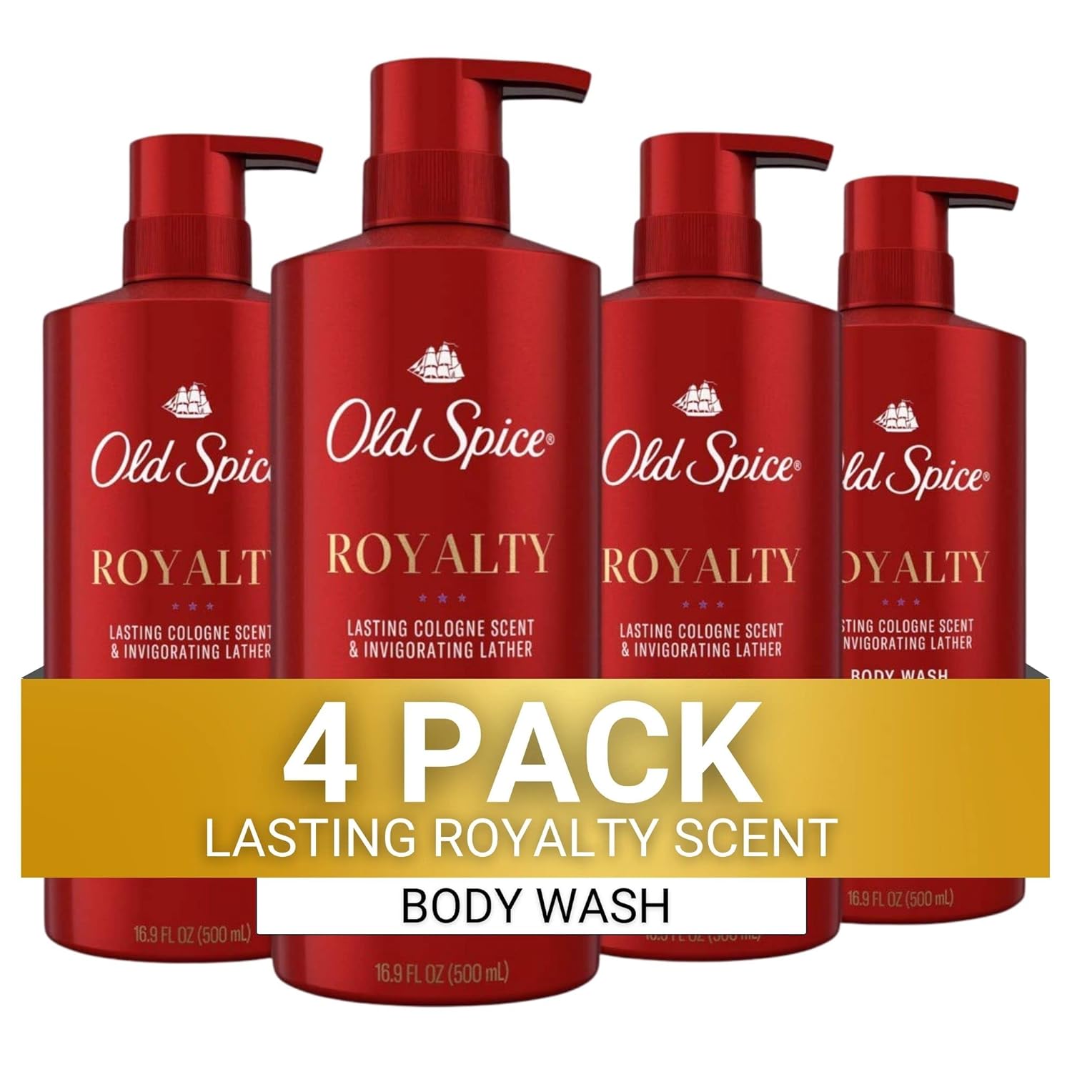Old Spice Body Wash for Men, Royalty Cologne Scent, 16.9 Fl Oz Pack of 4