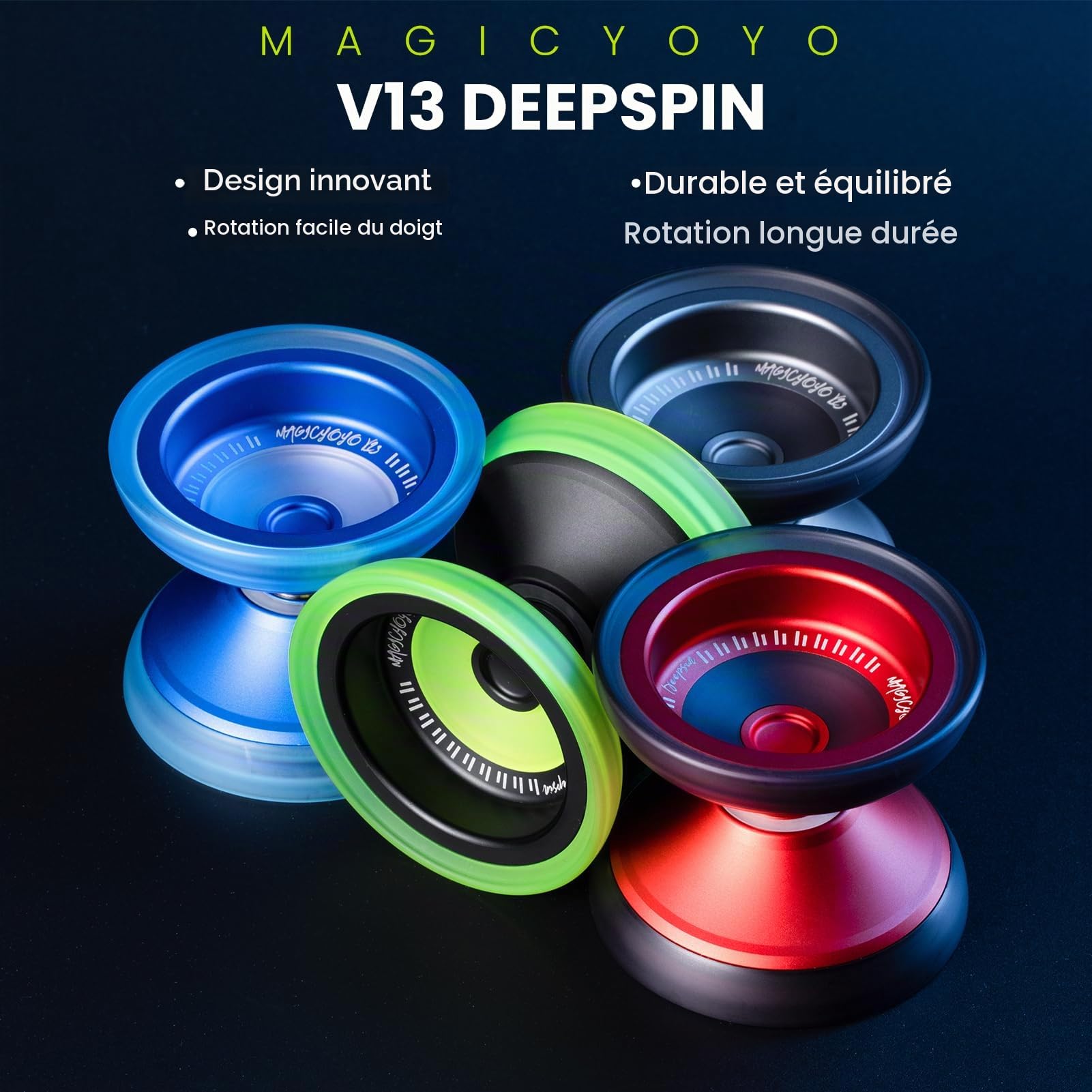 MAGICYOYO V13 Yoyo professionnel – Double mode réactif et insensible pour enfants et joueurs avancés, tours de doigts faciles, métal durable + PC hybride, comprend des accessoires Yoyo