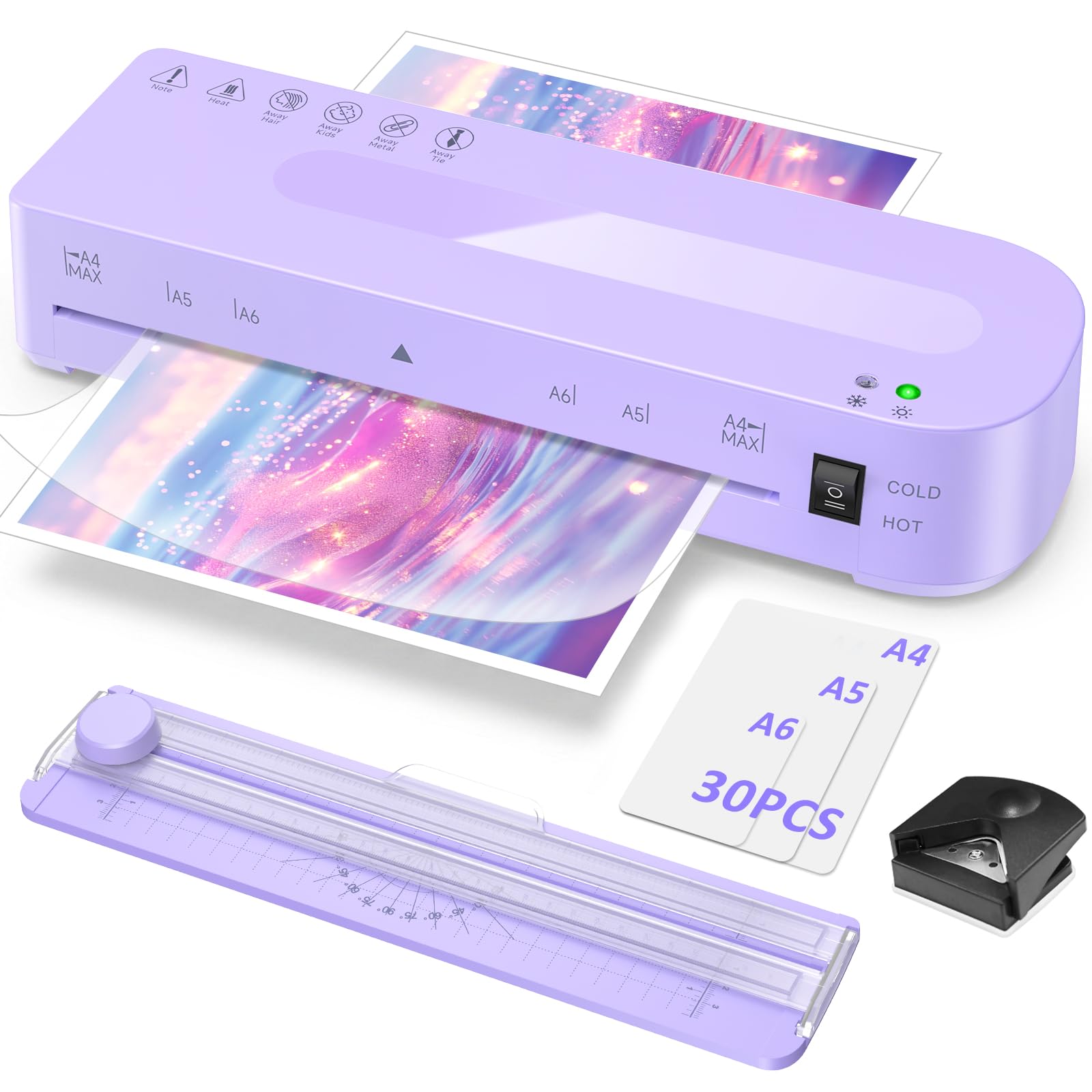 Laminator A4 - laminator z 30 foliami do laminowania fioletowy
