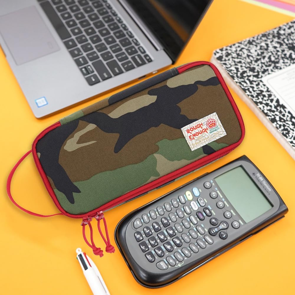 Rough Enough Large Pencil Case Box for Boys Kids Adults Small Tool Bag Pouch for Men Tactical Gear Art Supply Organizer in Camo Cordura