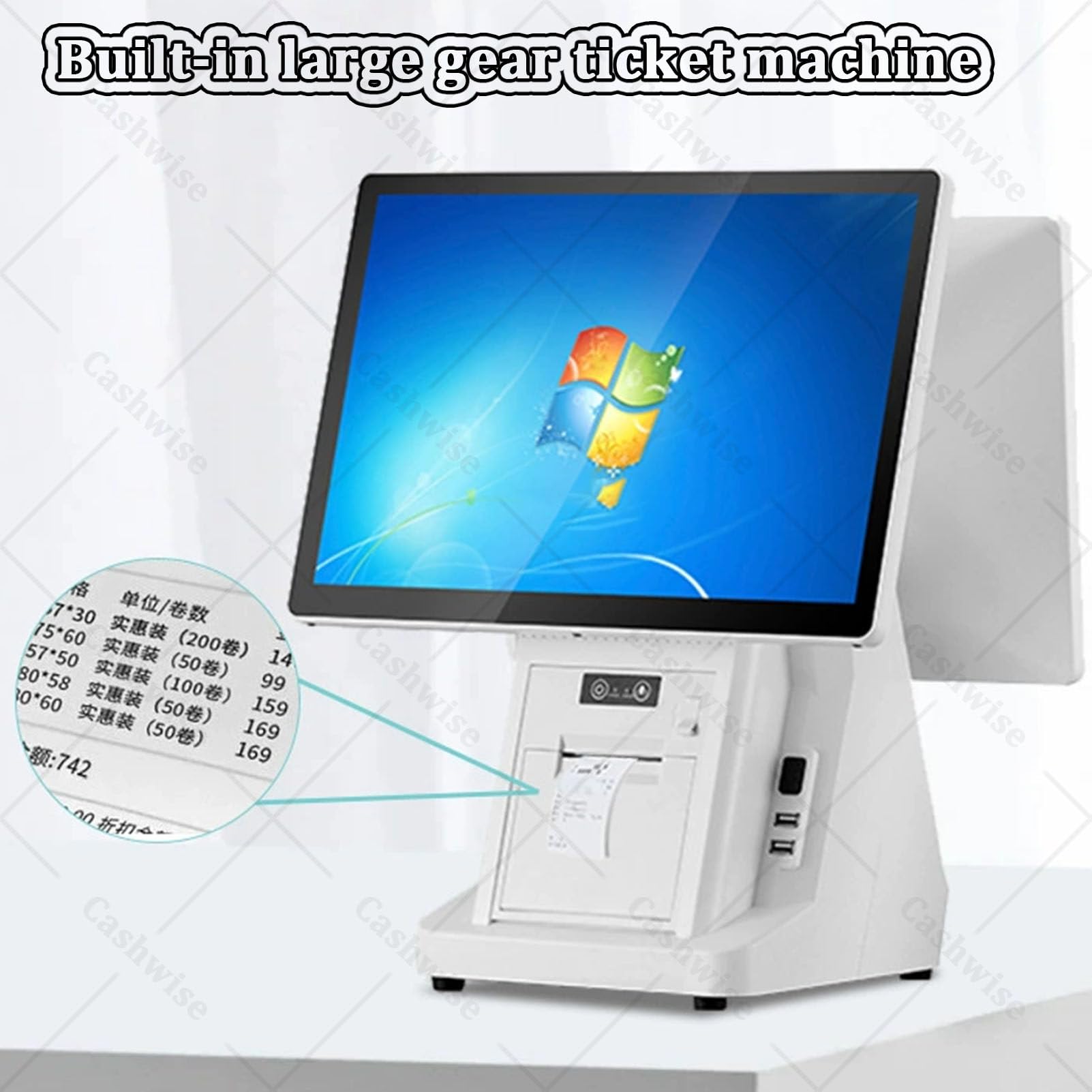 Terminal de point de vente pour petites entreprises avec double écran tactile de 15,6 pouces, Windows, caisse enregistreuse pour commerces de détail et restaurants, imprimante thermique 8G128G-80mm