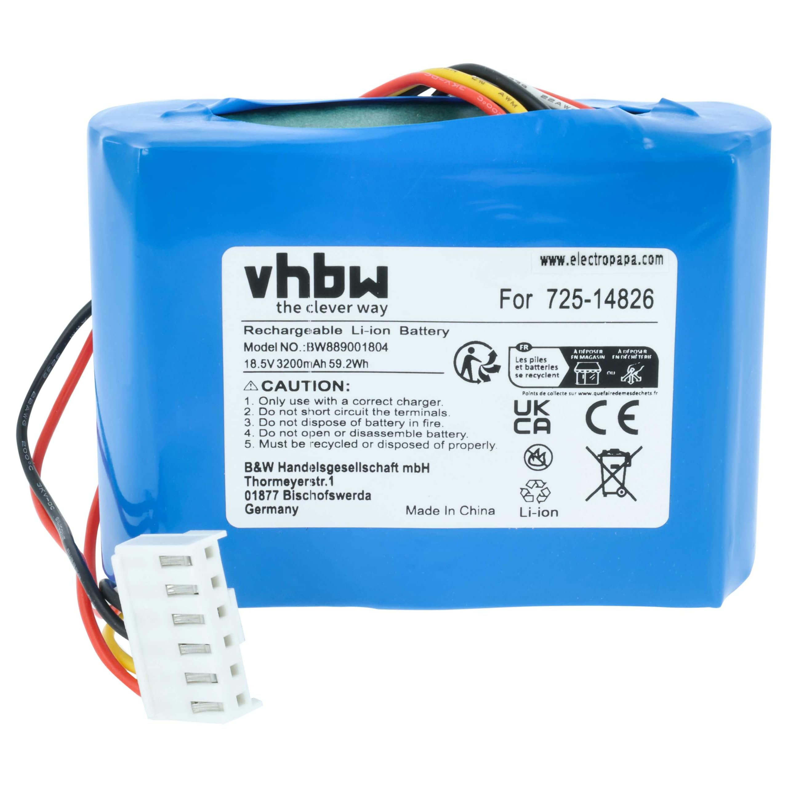 vhbw Batería Compatible con Robomow RK 1000 Pro, 2000 Pro, 1000, 2000 Robot cortacésped 3200mAh 18,5V Li-Ion