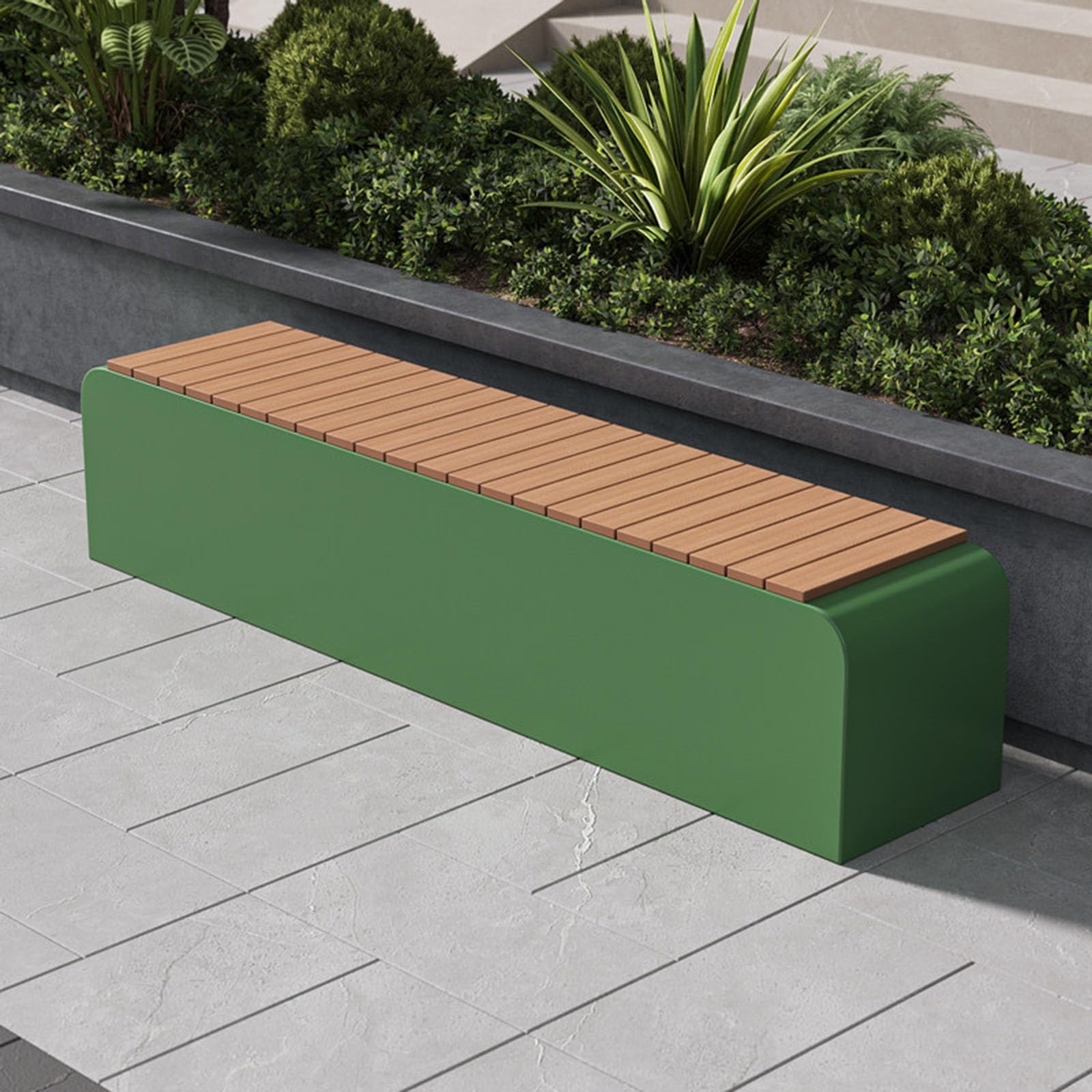 Banco De Jardín Exterior, Asiento De WPC Impermeable – para Parque/Centro Comercial/Borde De Piscina, No Requiere Montaje(Green,200x40x45cm)