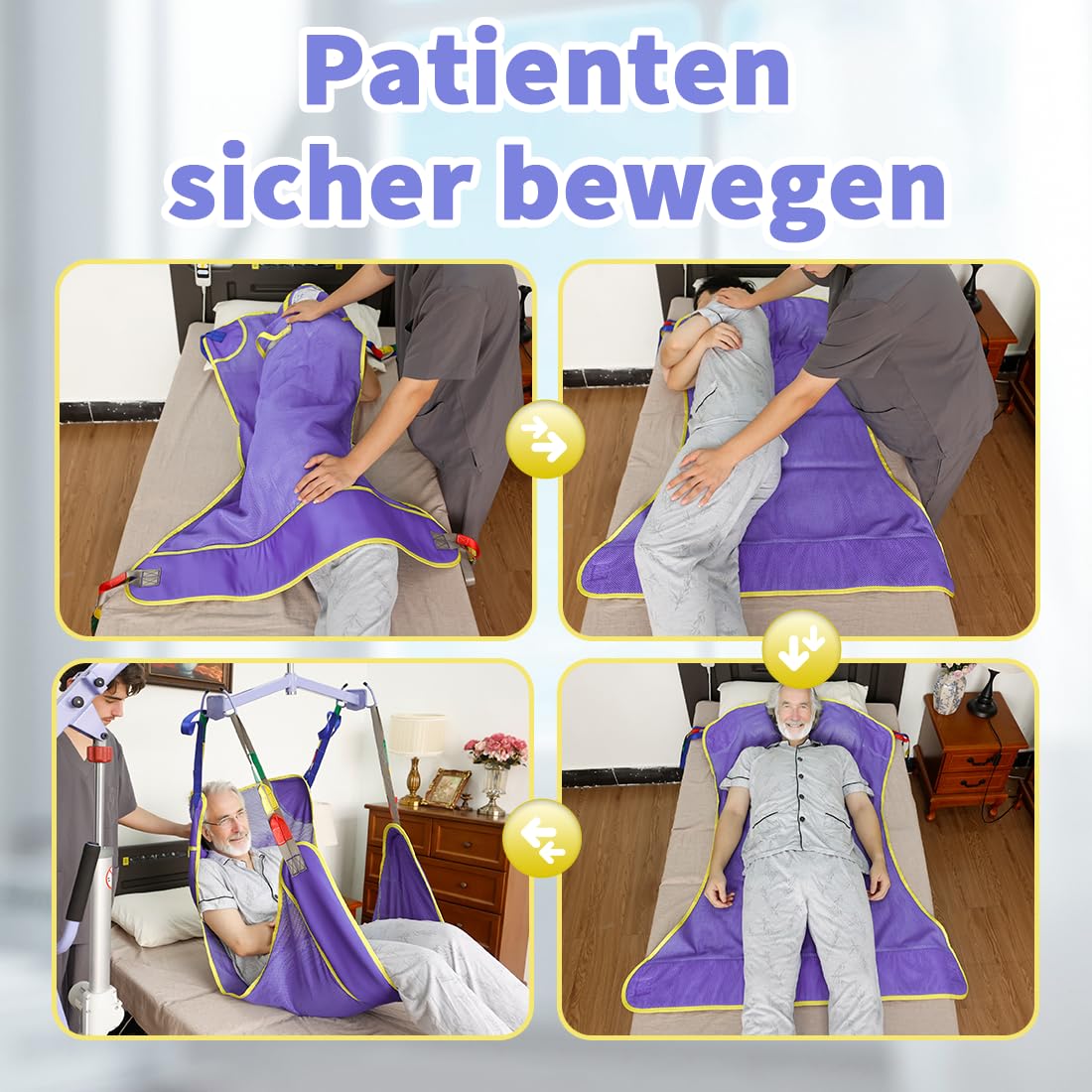 EZ Assistive La correa de elevación para pacientes con cuerpo completo cuenta con una correa de malla de cuatro puntos para transferencias de pacientes y soporte de hasta 230 kg. (lila, ninguno)