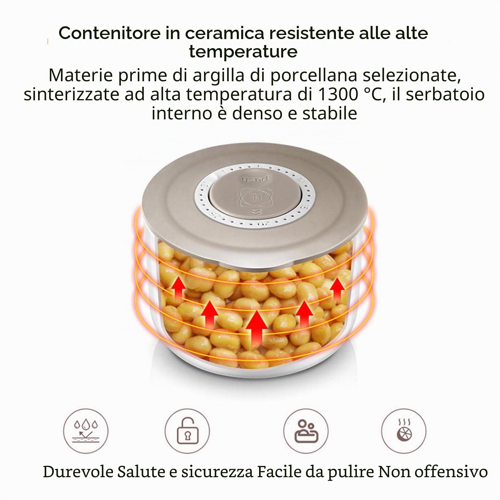 Tempeh, macchina per yogurt e natto con contenitore in ceramica, apparecchio intelligente per stufato a vapore da 1,5 l per una perfetta fermentazione in cucina