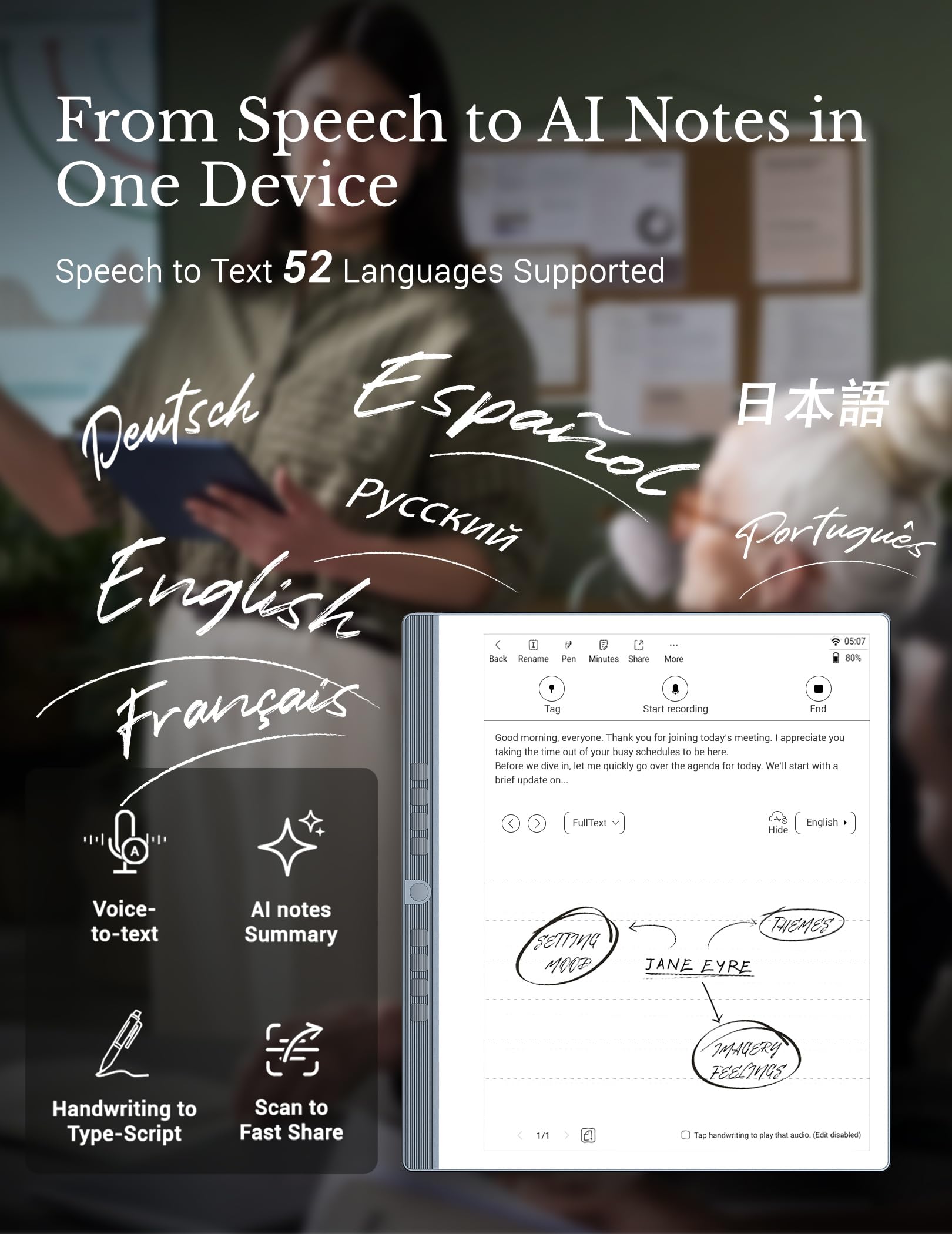 Penstar eNote 2 E-Ink Carnet numérique avec stylo, tablette AI Enote 10,3"