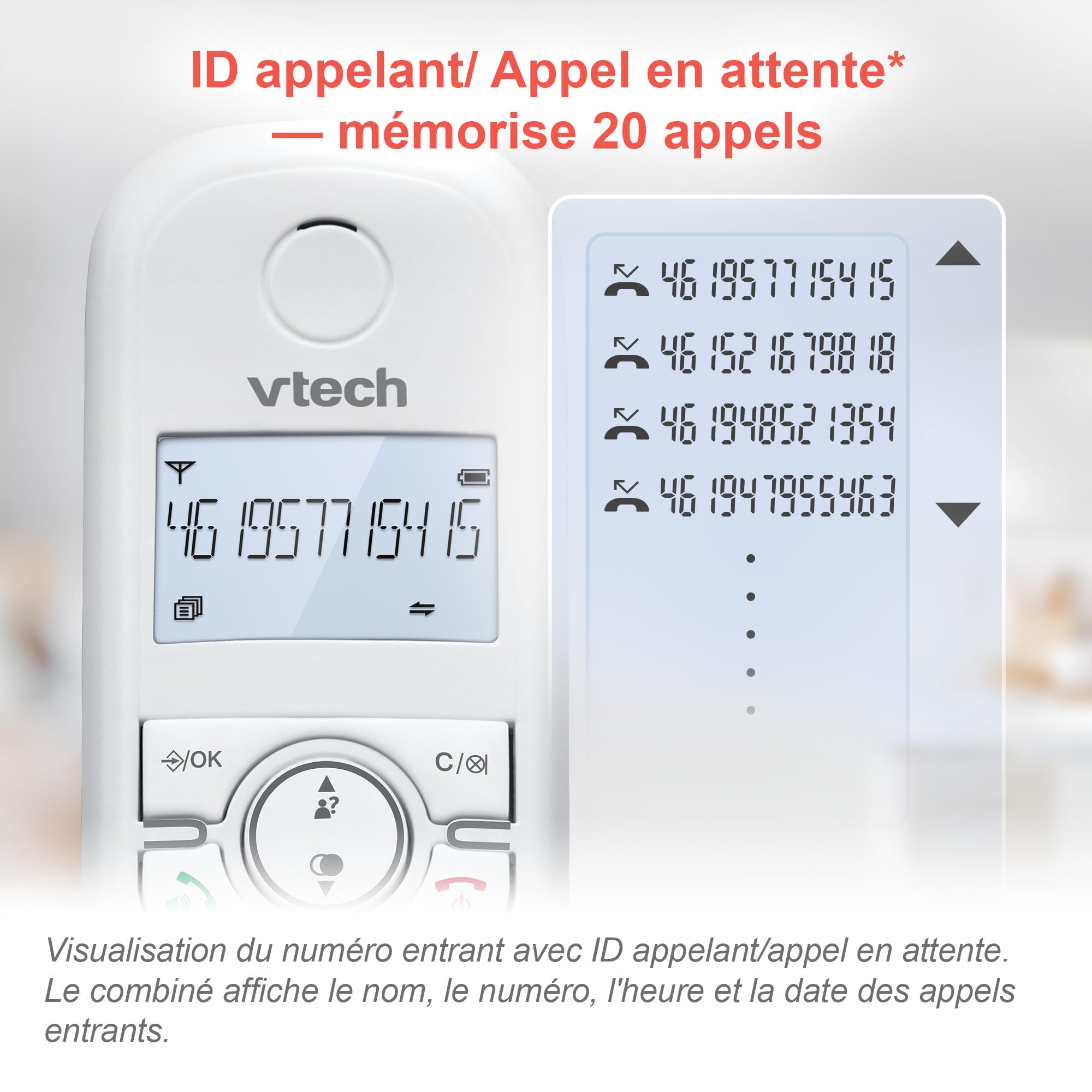 VTech CS1551 Bezprzewodowy telefon DECT z 2 słuchawkami z ładowarką, automatyczną sekretarką, blokadą połączeń, identyfikatorem dzwoniącym/połączenia oczekującego, głośnikiem, podświetlanym ekranem i