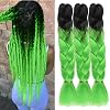 Ombre Green Braiding Hair 24Inch Jumbo Braiding Hair Extensions Synthetic Fiber For Crochet Twisting Braiding Hair 3PcsLot 100gpcs