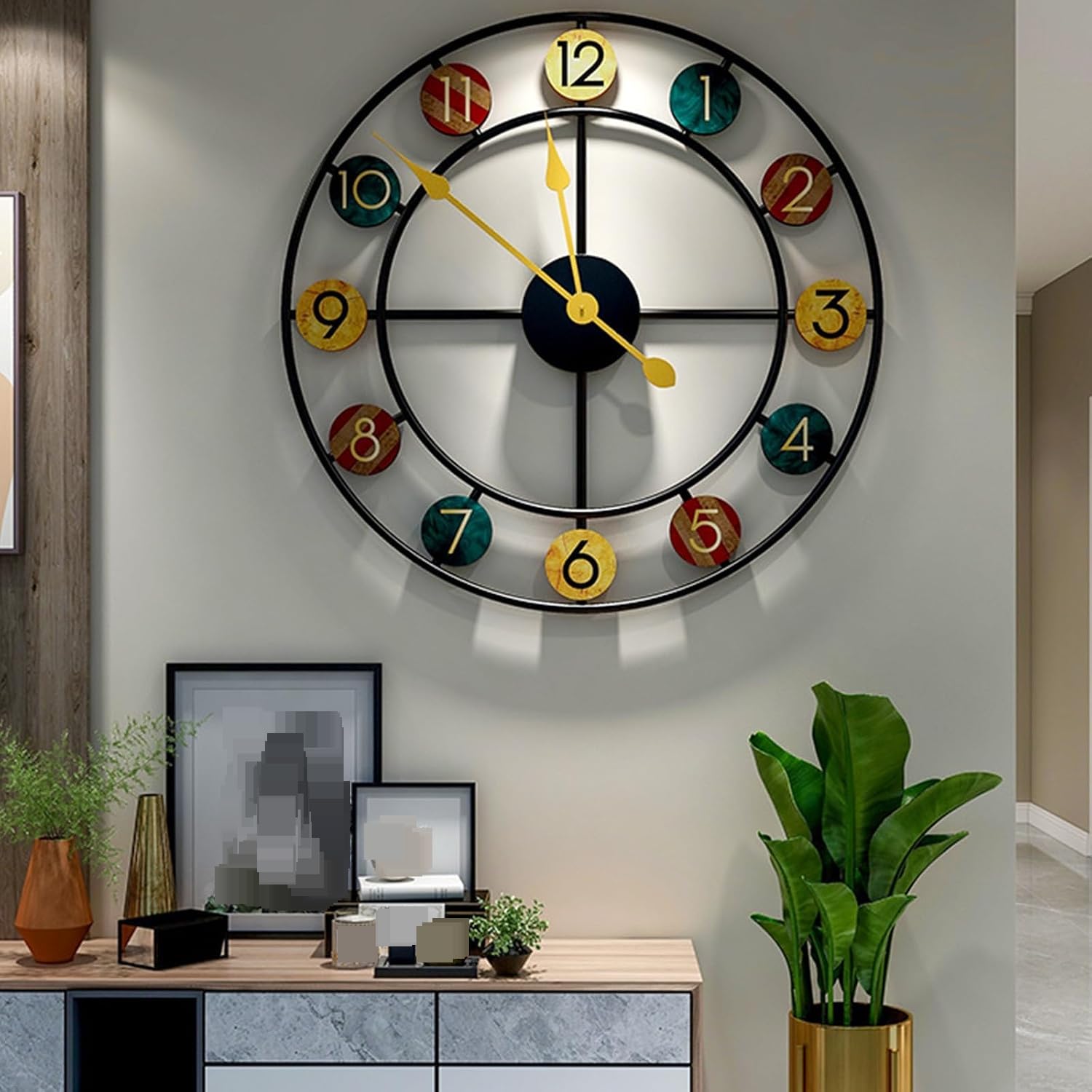 50cm Reloj de Pared de Esqueleto de Metal silencioso, Números Romanos, Movimiento de Barrido silencioso Retro, Sin garrapata, Adecuado para Sala de Estar, Oficina, Dormitorio, café, Hotel, decoración