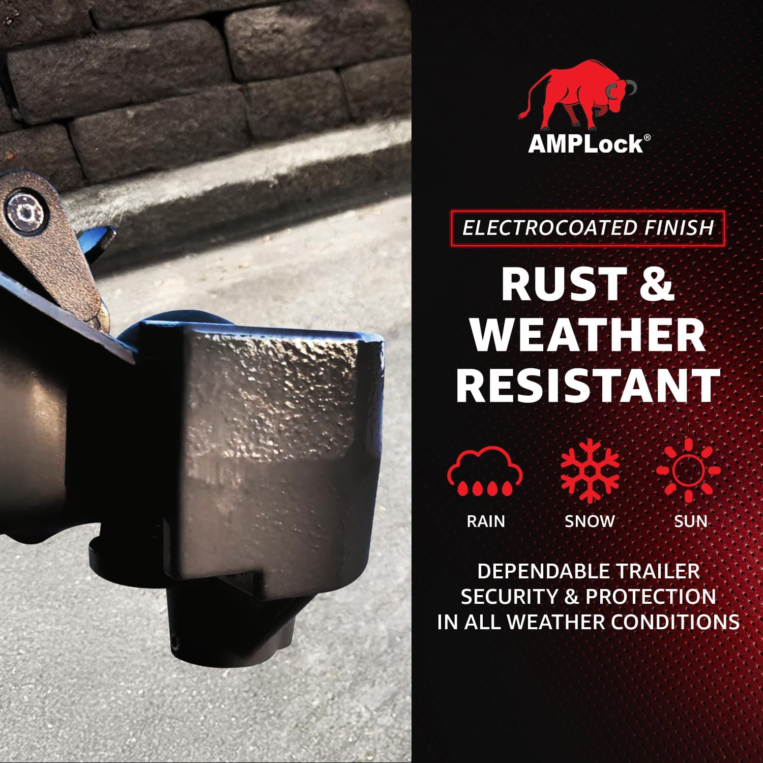 AMPLock - U-TLS2516I Ball Travel Hitch Coupler Lock - 2-5/16" Inverted/Underslung Design for RV, Cargo, Patented Anti Theft Trailer Hitch Locks with Keyed Alike Option, Push and Lock System for JAYCO