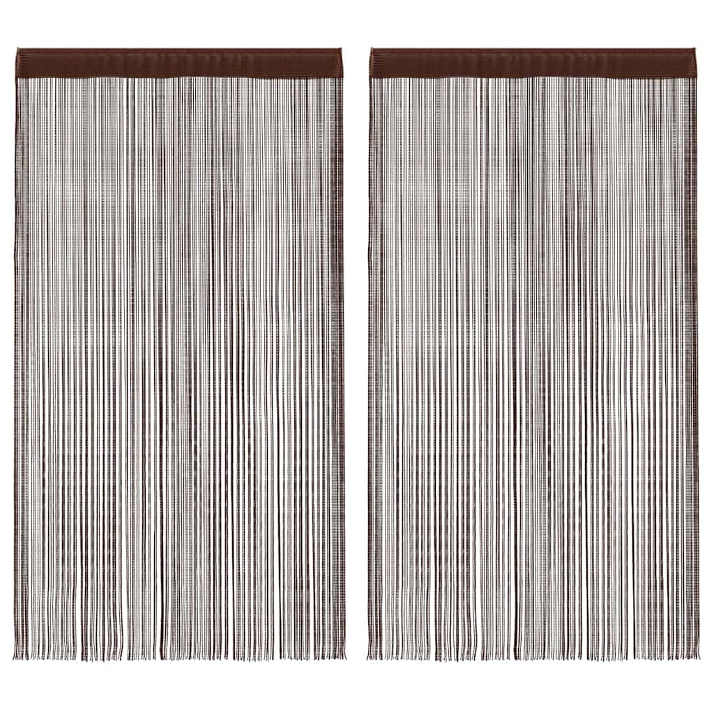 Fadenvorhänge 2 STK 140 x 250 cm Braun, Blickdicht, isolierend, als Raumteiler, Sichtschutz, Fenstervorhang, waschbar, mit Tunneldurchzug, vielseitig für Wohnzimmer, Schlafzimmer, Küche
