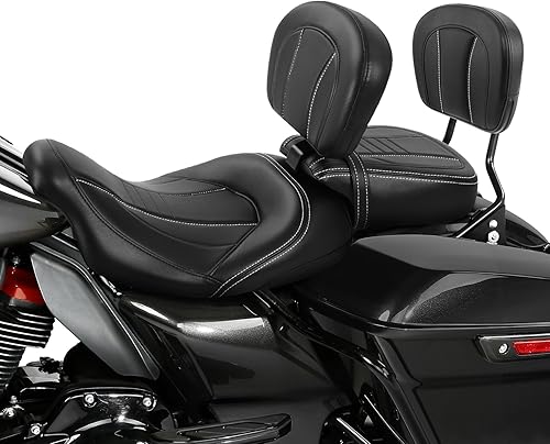 Miniatura 148 de TCT-MOTORPARTS Low-Profile Pillion 2-Up Seat Driver Passenger Seat & Rider Pad Fit For Harley Road Street Glide 2009-2023