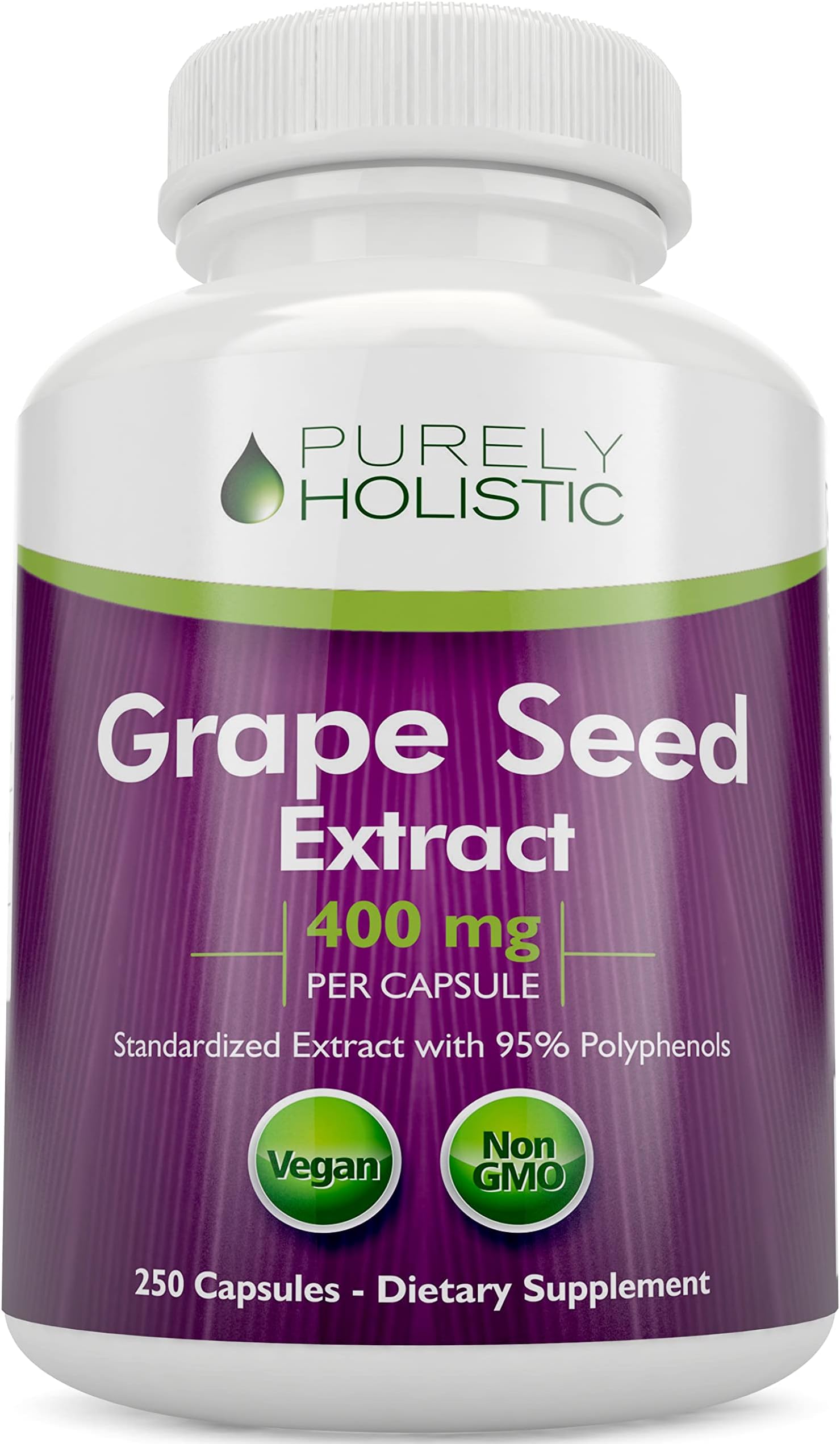Grape Seed Extract 400mg per Serving- 250 Vegan Capsules - 8+ Month Supply - Standardized to 95% Polyphenols - Maximum Strength Grapeseed - Non-GMO & Pesticide Free