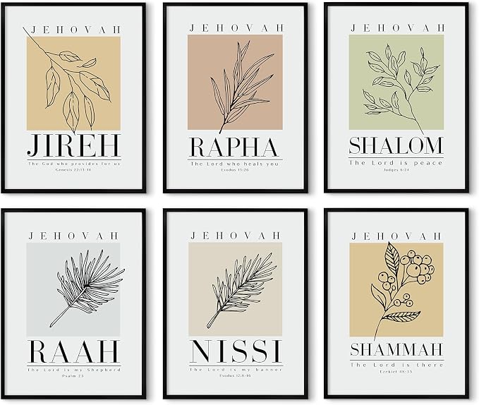 Amazon.com: Bible Wall Art Print Set of 6 Christian Scripture Wall Art ...