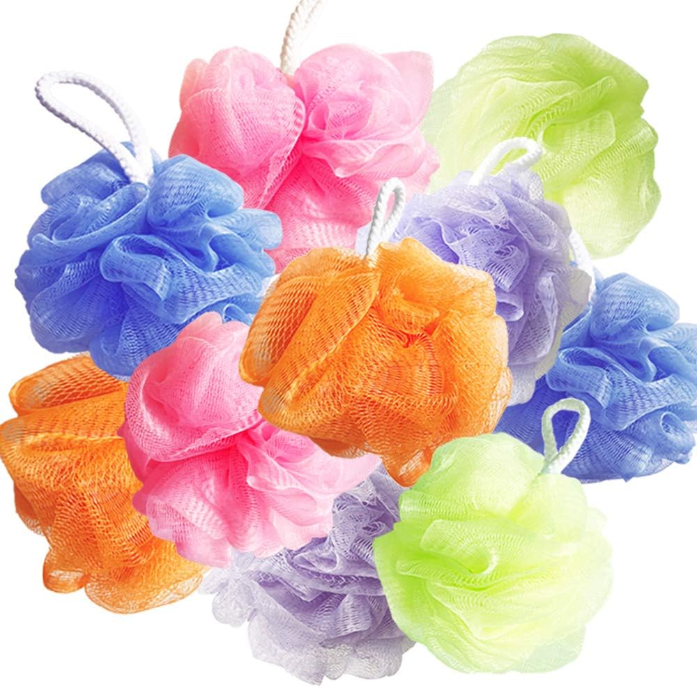 10Pcs Colorful Loofah Mesh Bath Shower Sponges,Soft Bath