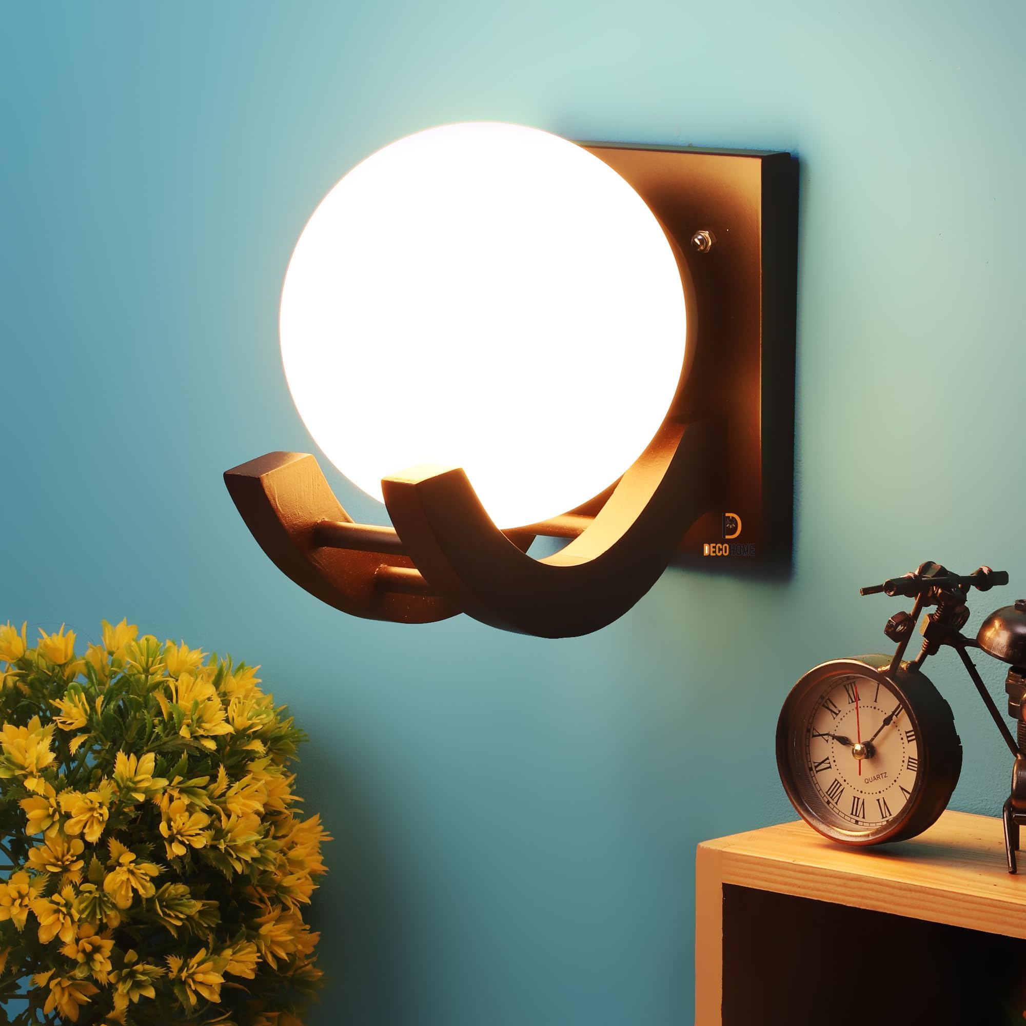 DECOHOME Wall Sconce Lighting, Frosted Glass Globe Shade Wall Sconce, Lamp Contemporary Wall Mounted Light Fixture for Hallway Living Room (Without Bulb)