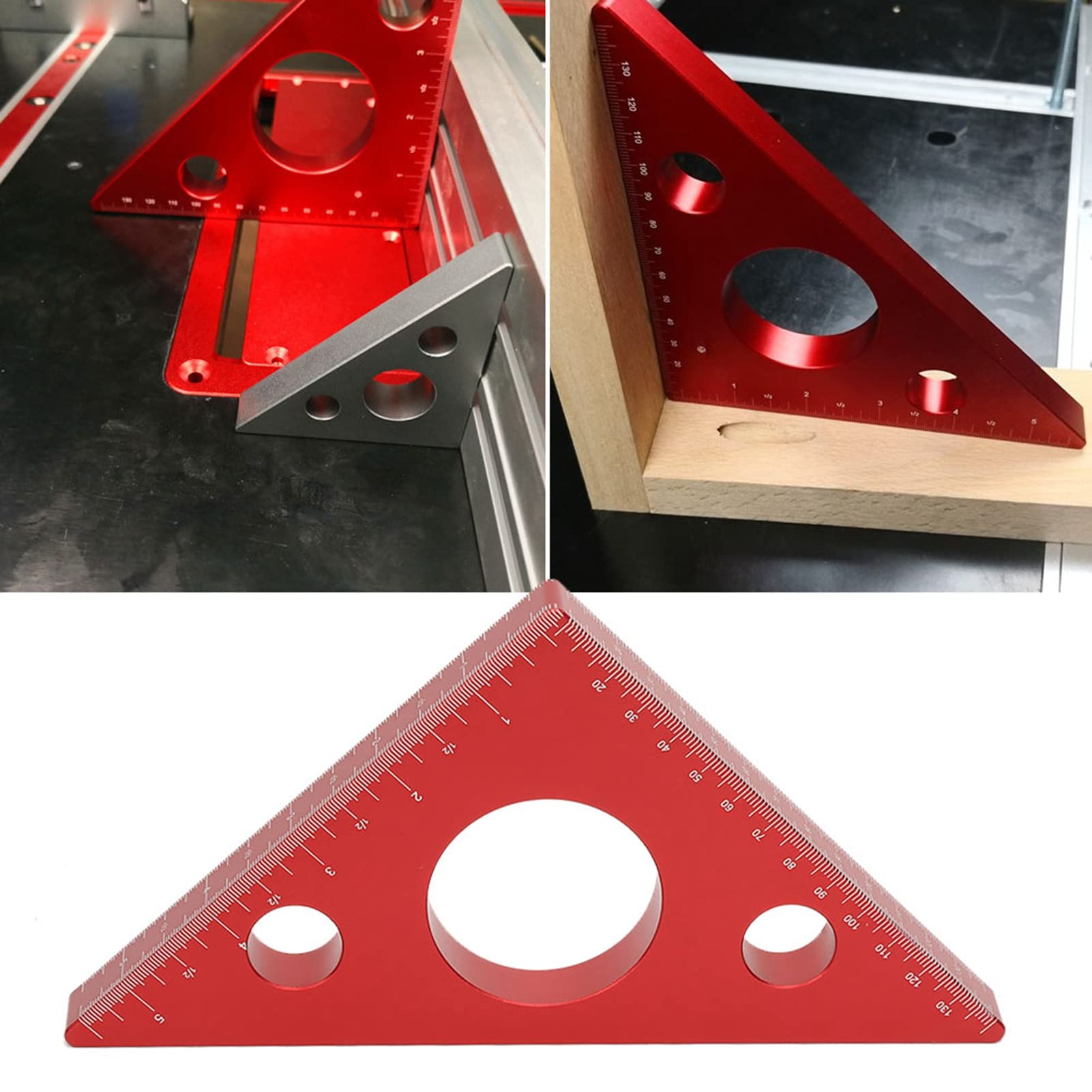 Righello Triangolare Professionale in Lega di Alluminio per la Lavorazione del Legno, con tacche di misurazione Precise per Il Fai da Te.