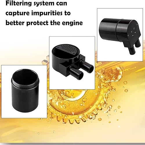 Miniatura 2 de Ruien - Depósito de aceite color negro de aleación de aluminio de alto rendimiento para auto.