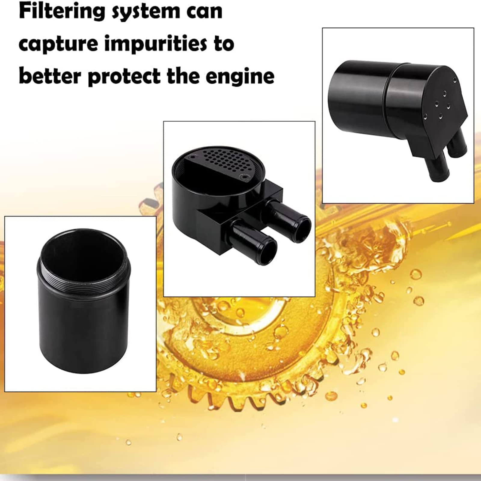 RULLINE High Percompatible withmance Black 0.75 inch 19MM Aluminum Alloy Reservior Oil Catch Can Tank compatible with BMW N54 335