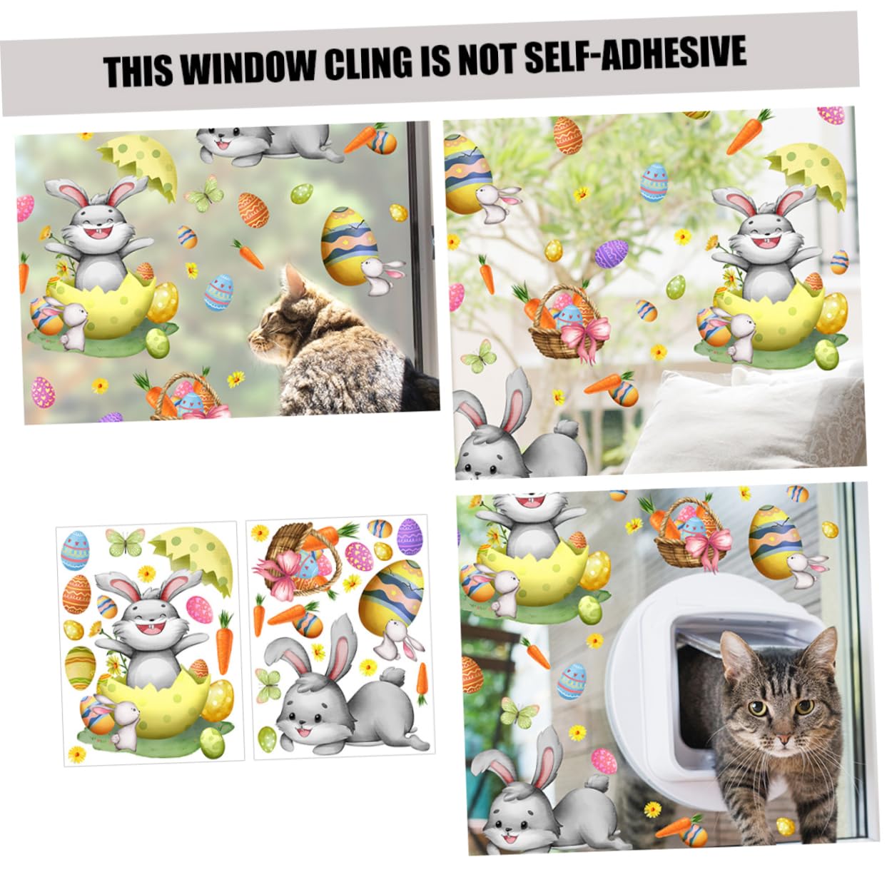 Cabilock 3 Sätze Wandtattoo Ostern Fenster Tönung Mattierte Fensterfolie Bausatz Fenstertönung Regenbogen-fensteraufkleber Stuffer Fensteraufkleber Für Die Osterparty Pvc