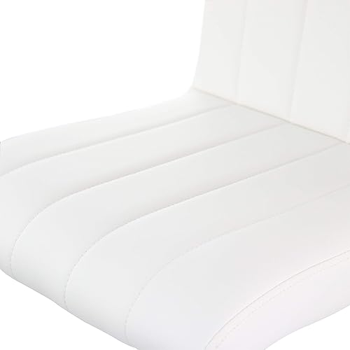 Miniatura 9 de Elama Moderno taburete de bar ajustable de piel sintética con base giratoria cromada (juego de 2), blanco, negro cromado (silla acolchada) Blanco,