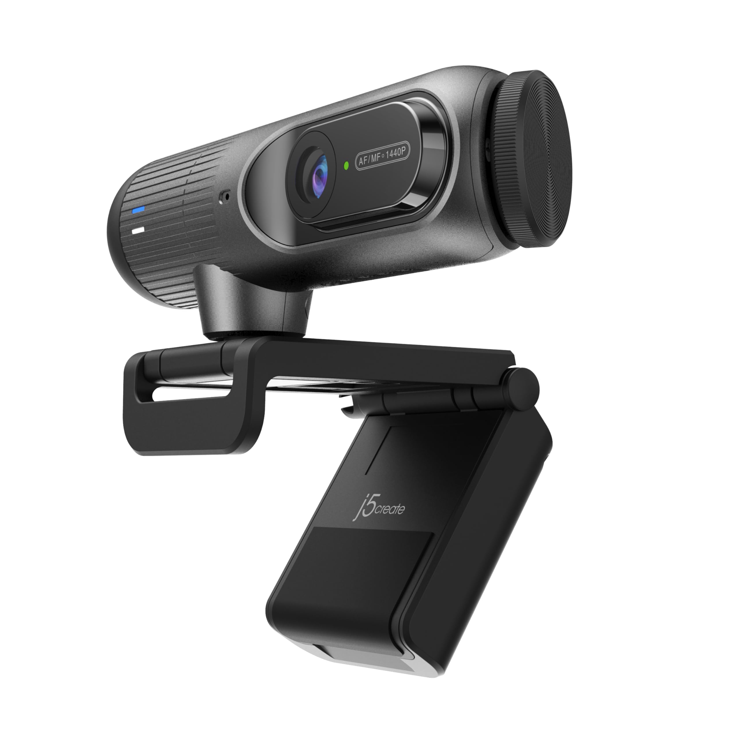 j5create Cámara Web 2K a 60 FPS con Encuadre por IA, Enfoque automático, micrófono de Alta fidelidad, Cubierta de privacidad y Soporte Extensible, Compatible con Zoom/Teams/Meet (JVU302)