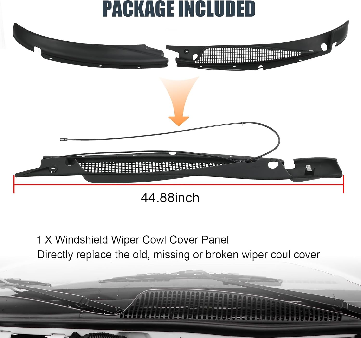 JDMSPEED Windshield Wiper Cowl Panel Grille Compatible with 1996-2017 Chevy Express GMC Savana 1500 2500 3500 Left & Right Side Front Window Cover Insert Panel Replace#25826330 25826329