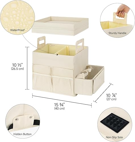 Miniatura 3 de StorageWorks Organizador de maletero para automóvil, organizador de automóvil con tapa, almacenamiento del respaldo del asiento, mediano, beige,