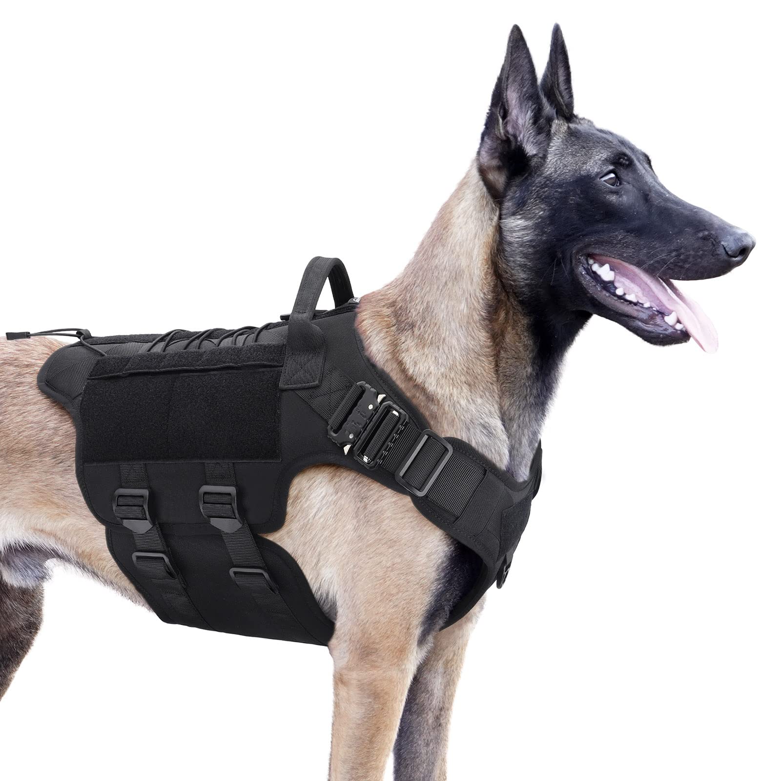 PETNANNY Arnés táctico para perro, arnés para perros de servicio, chaleco de apoyo emocional para perros medianos y grandes, chaleco ESA para perros sin tirones con gancho y bucle, chaleco Molle de