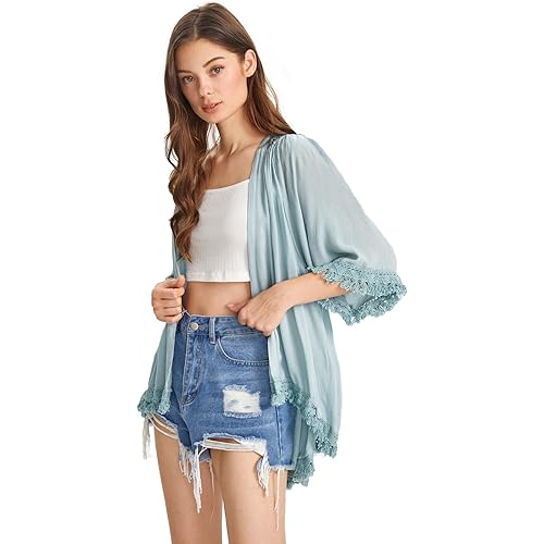 SweatyRocks Women's Tassel Kimono Fringe Cardigan Beachwear Cover up