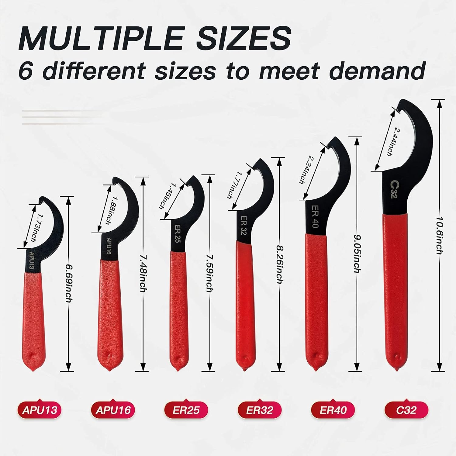 JANNO 6PCS Spanner Wrench Set, Premium Shock Spanner Wrench, Coilover Wrench, Alloy Steel Hook Spanner Wrench for Suspension System and Shock Adjustment