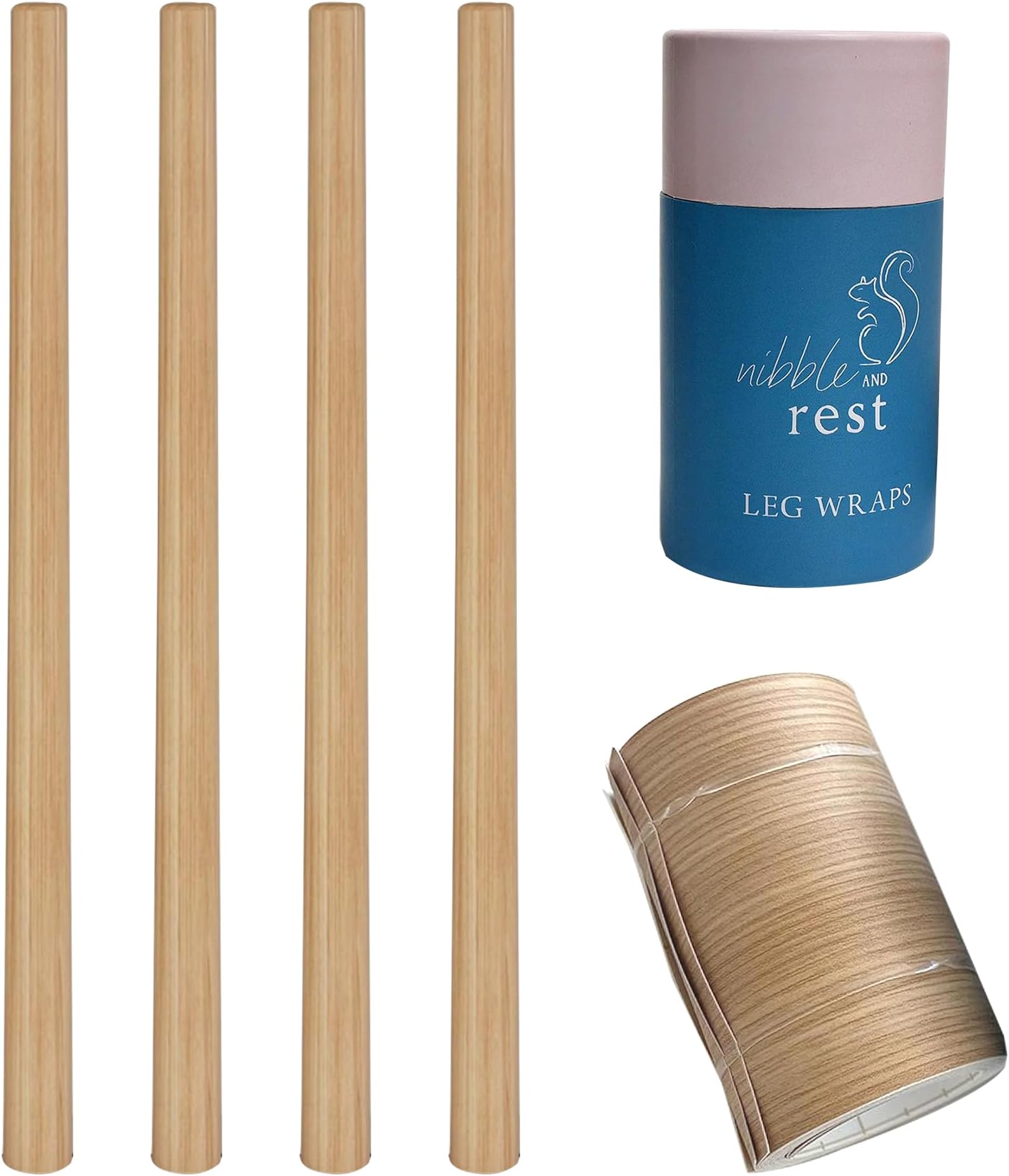 Nibble and Rest Highchair Decorative Leg Wraps, Bamboo Style, Highchair Accessories, Compatible with IKEA Antilop Highchair, Includes 4 Pre-Cut Adhesive Strips