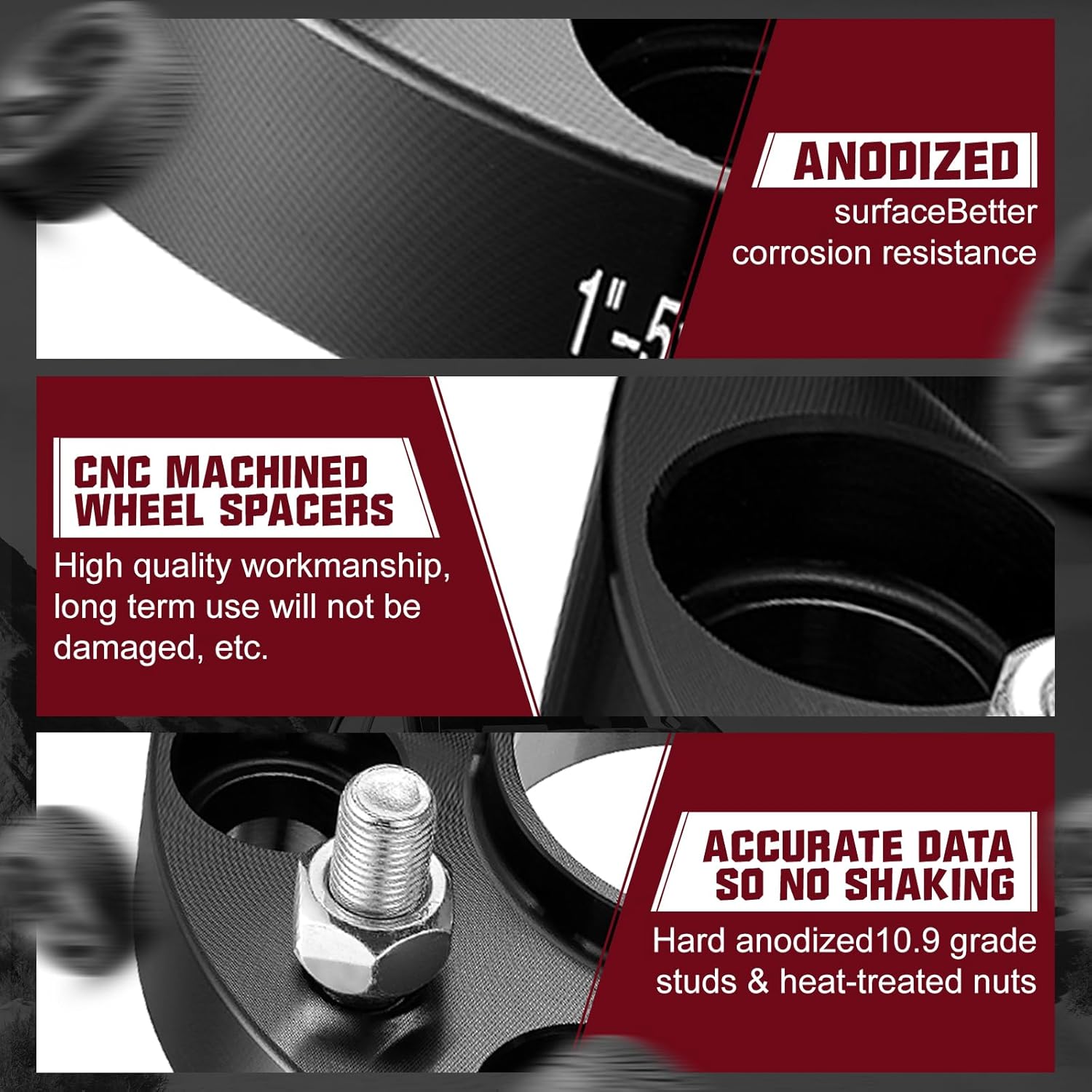 BDFHYK 5x114.3mm Wheel Spacers 1 inch Wheel Adapters Compatible with Nissan 350Z 370Z Infiniti FX35 G35 G37, Forged 5 Lug Wheel Adapters M12x1.25 & 66.1 mm Hub Bore, Set of 4, Not Hubcentric - Image 7