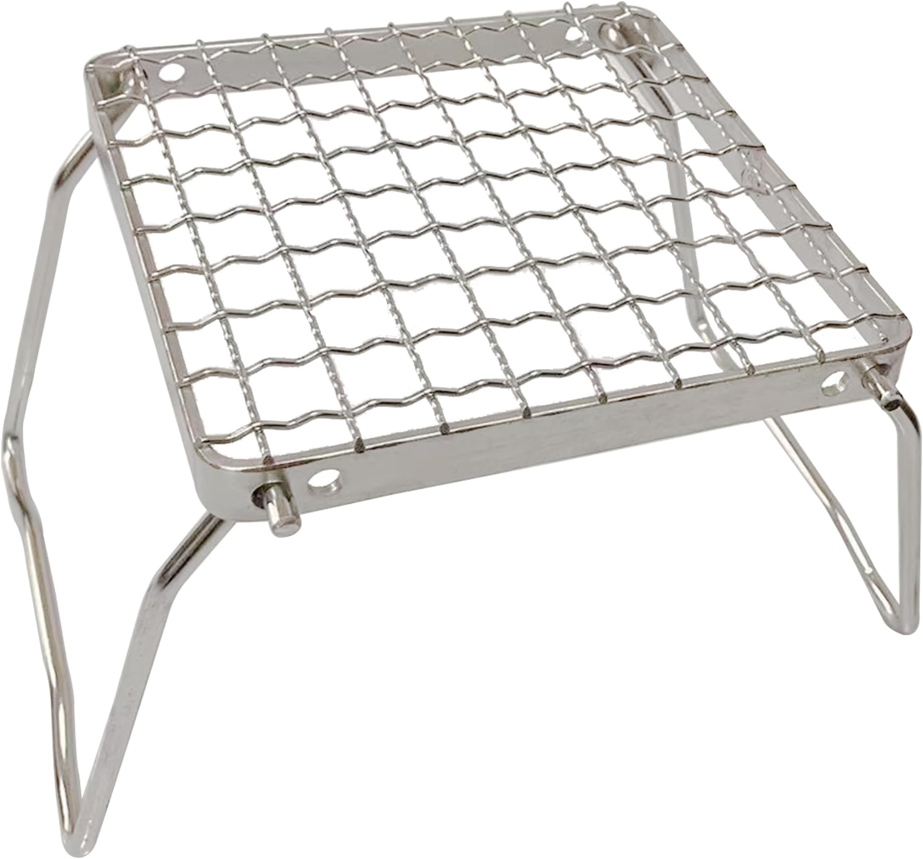 TreGooCamp Grill with Foldable Legs-304 Stainless Steel Grill Grate for Gas Stove-Ultralight mini Campfire Stand-Portable Grill Grid for Backpacking/Camping/Hiking/Picnic/Traveling/Fishing (Weave)