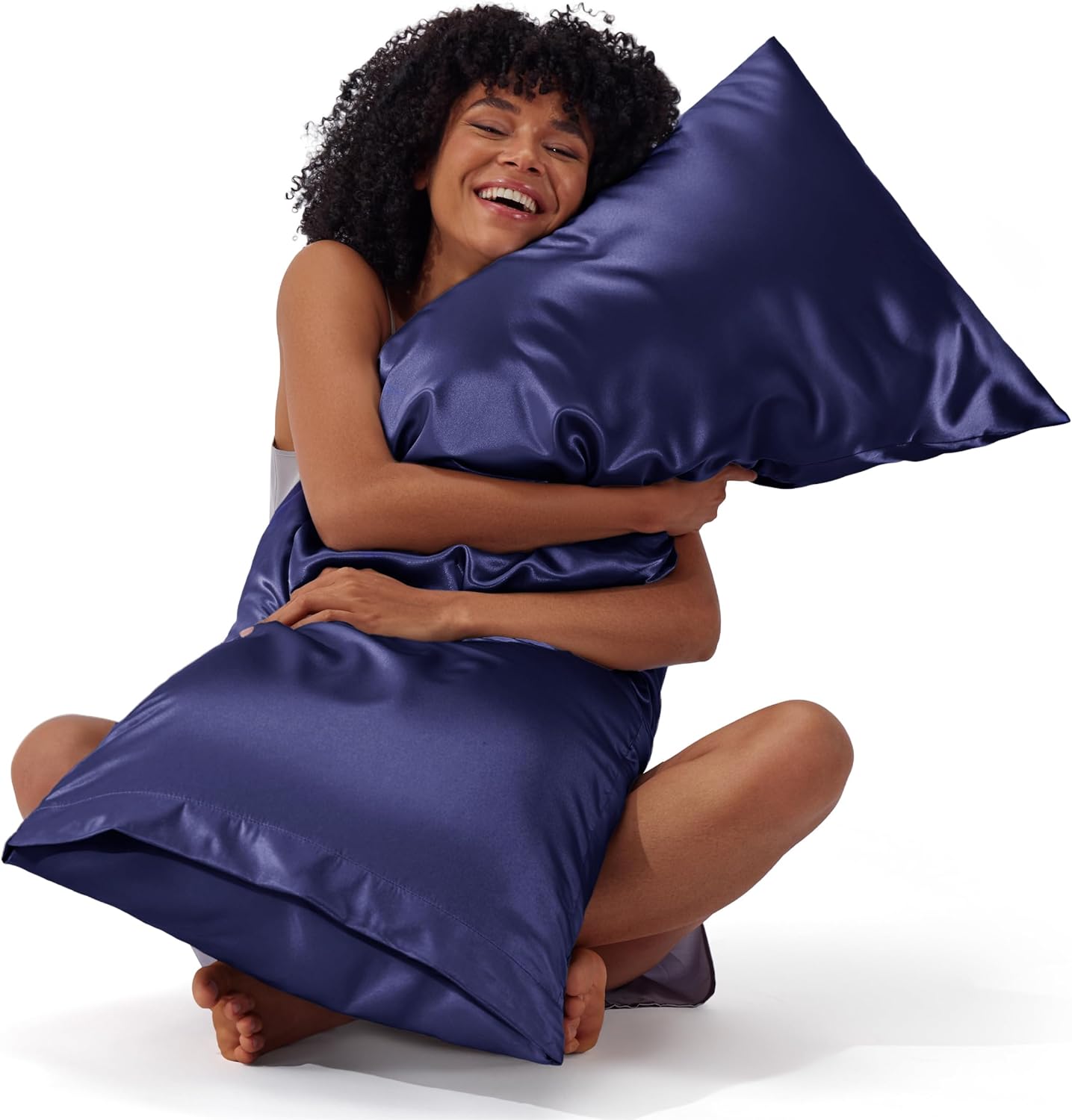 Bedsure Body Pillow Cover 20x54 Inches - Navy Satin Similar to Silk Pillowcase for Hair and Skin, Cooling and Silky Long Body Pillow Pillowcase for Adults with Envelope Closure, Gifts for Women Men
