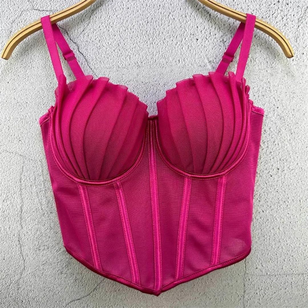 Yeuyyben Corsetto da donna crop top senza maniche moda party club palcoscenico performance slim fit bustier canotta