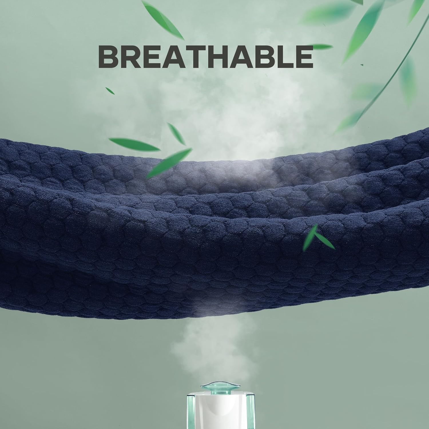 OhGeni 100% Waterproof Mattress Protector, Cal King-Navy Blue Size Mattress Pad, Fits 6"-20" Mattresses with Deep Pocket, Cooling, Breathable Fitted Sheets, Soft Bed Cover, Noiseless, Washable - Image 7