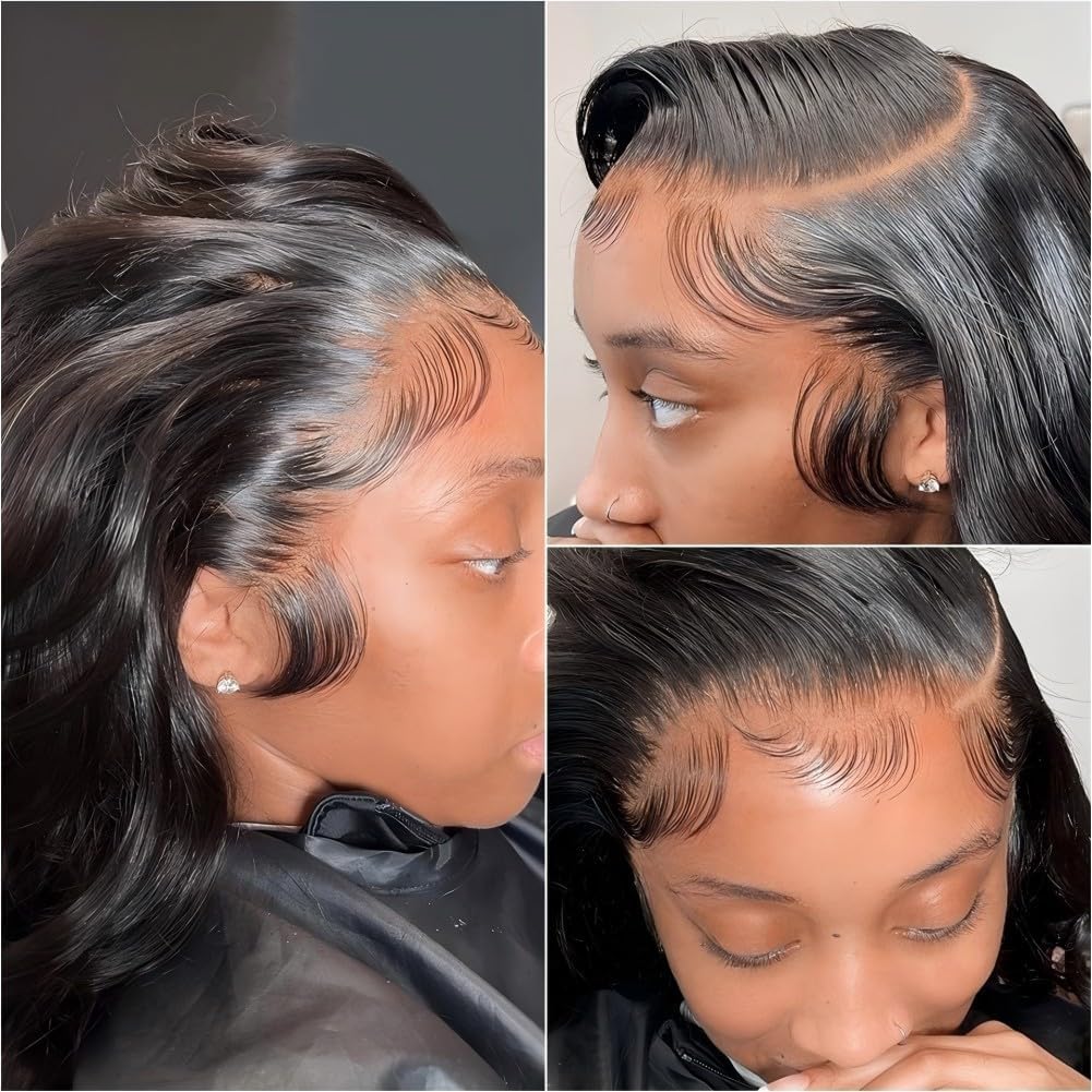 200% Density 13x6 Full Lace Frontal Wig Body Lace Front Wigs Human Hair HD Transparent Lace Glueless Wig Pre Plucked 12A Brazilian Virgin Human Hair Wigs for Women 28 inch
