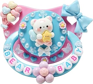 CutiePlusU Adult Sized Pacifier Dummy for Adult DIY Handmade Adult Pacifiers- Star Bear Blue