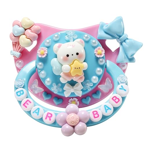 CutiePlusU Large Size Pacifier DIY Handmade - Blue - Star Bear