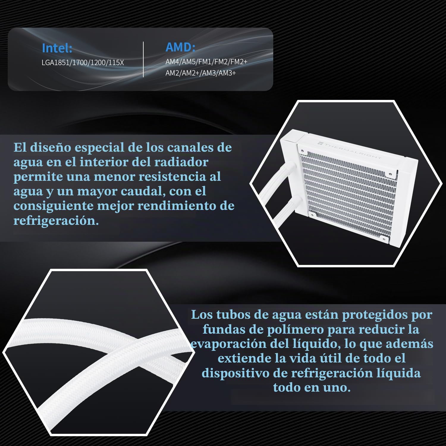 TR-Frozen Notte 120 ARGB Blanco Enfriador de procesador Aio, 120 Fila de frío Especificación, Ventilador de enfriamiento ARGB PWM, para Intel lga115x / 1200/1851 / 1700, AMD: AM4 / AM5
