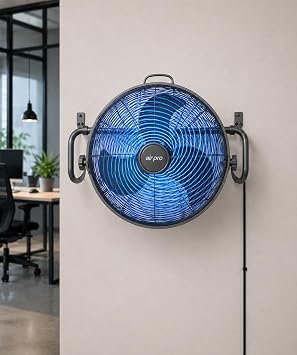 Air Pro 20  Wall Fan Cooling Fan That s Wall Mounted - Electric Fan 3 Speeds Oscillating Metal Fan for Wall or Floor Fan for Home or Commercial Use Fan For Office, Shops, Gyms, Kitchens, Schools
