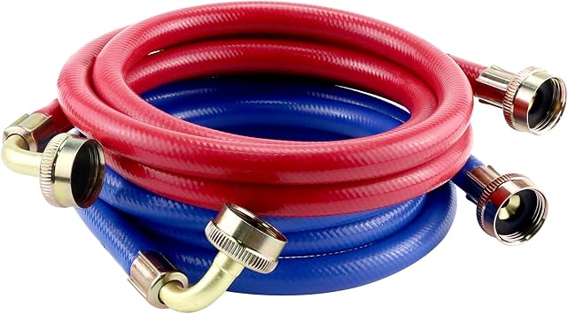 Rubber Washing Machine Hoses 6FT with 90 Degree Elbows,Universal Washing Machine Hose,Burst Proof Water Supply Lines for Hot and Cold Water Washer Hoses 2 Packs-by MIFLUS