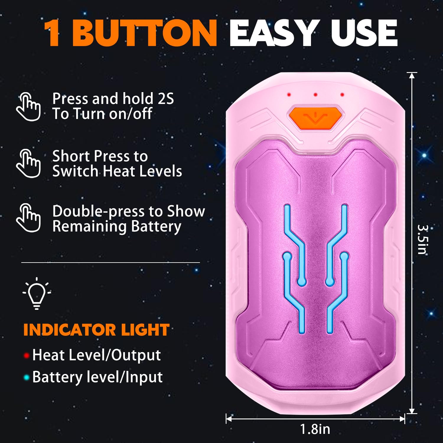 Hand Warmers Rechargeable, 2 Pack 20 Hrs Long Electric Heater, Portable USB Hand Warmer Pocket Heater, Outdoor Smart Safe Heat, Gifts for Christmas, Outdoor, Golf, Hunting, Camping Men Women (Purple)